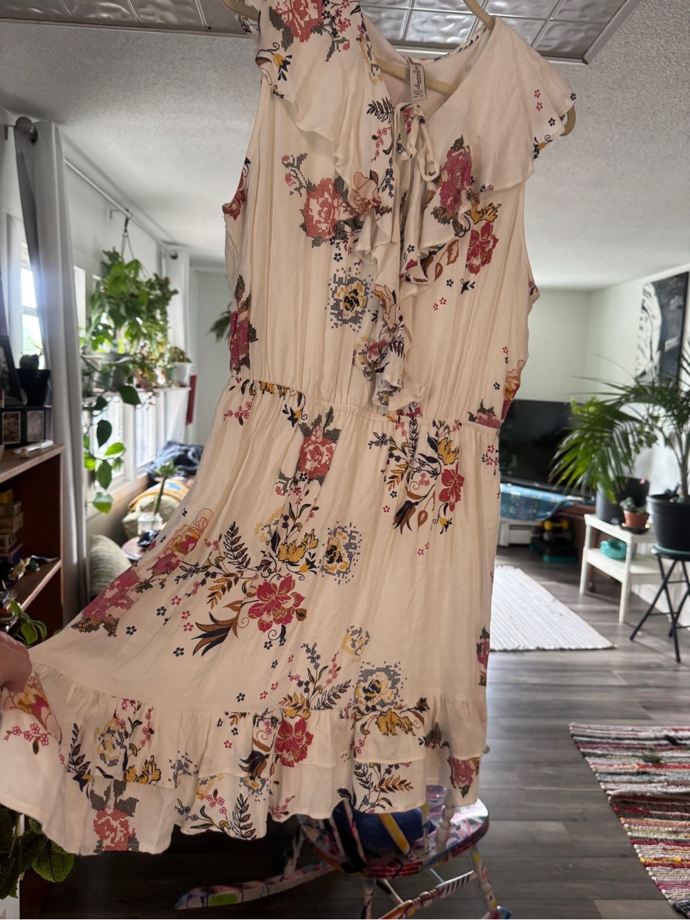 American Rag Cie Boho Floral Ruffle Mini Dress XXL - Picture 6 of 14